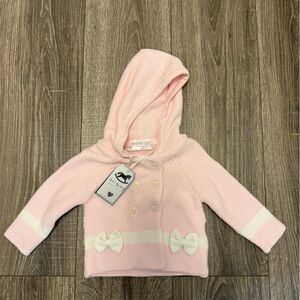 Rock-A-Bye Baby Boutique Pink Now Cardigan Cotton Knit, Size 3-6 Months